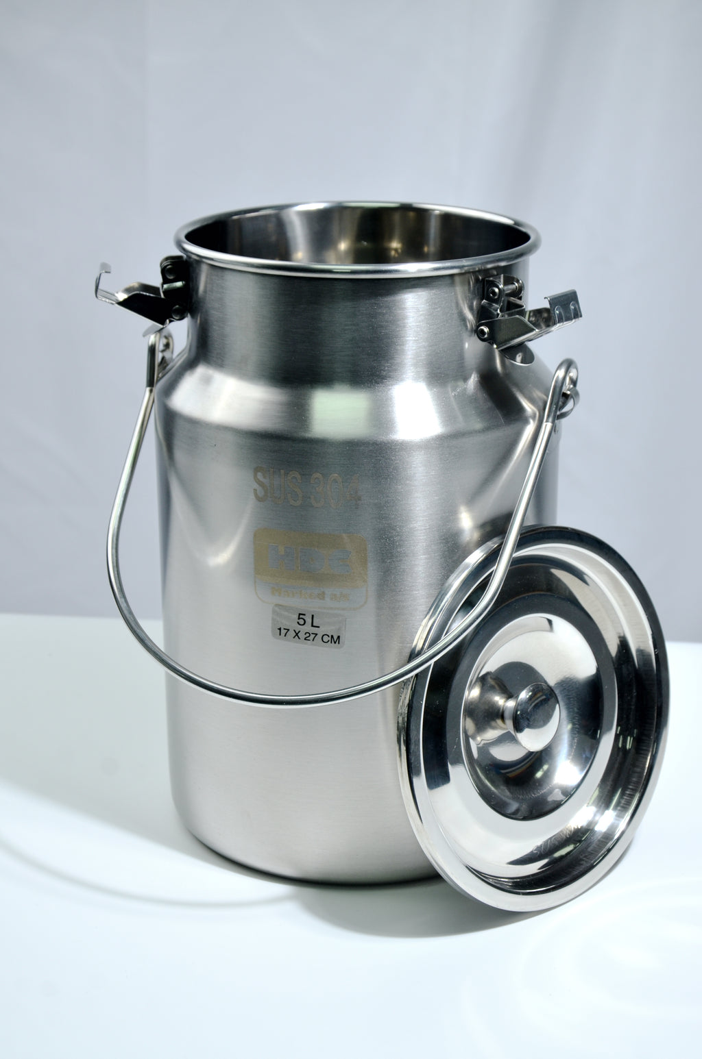 5L Rustfri stålspann med lokk