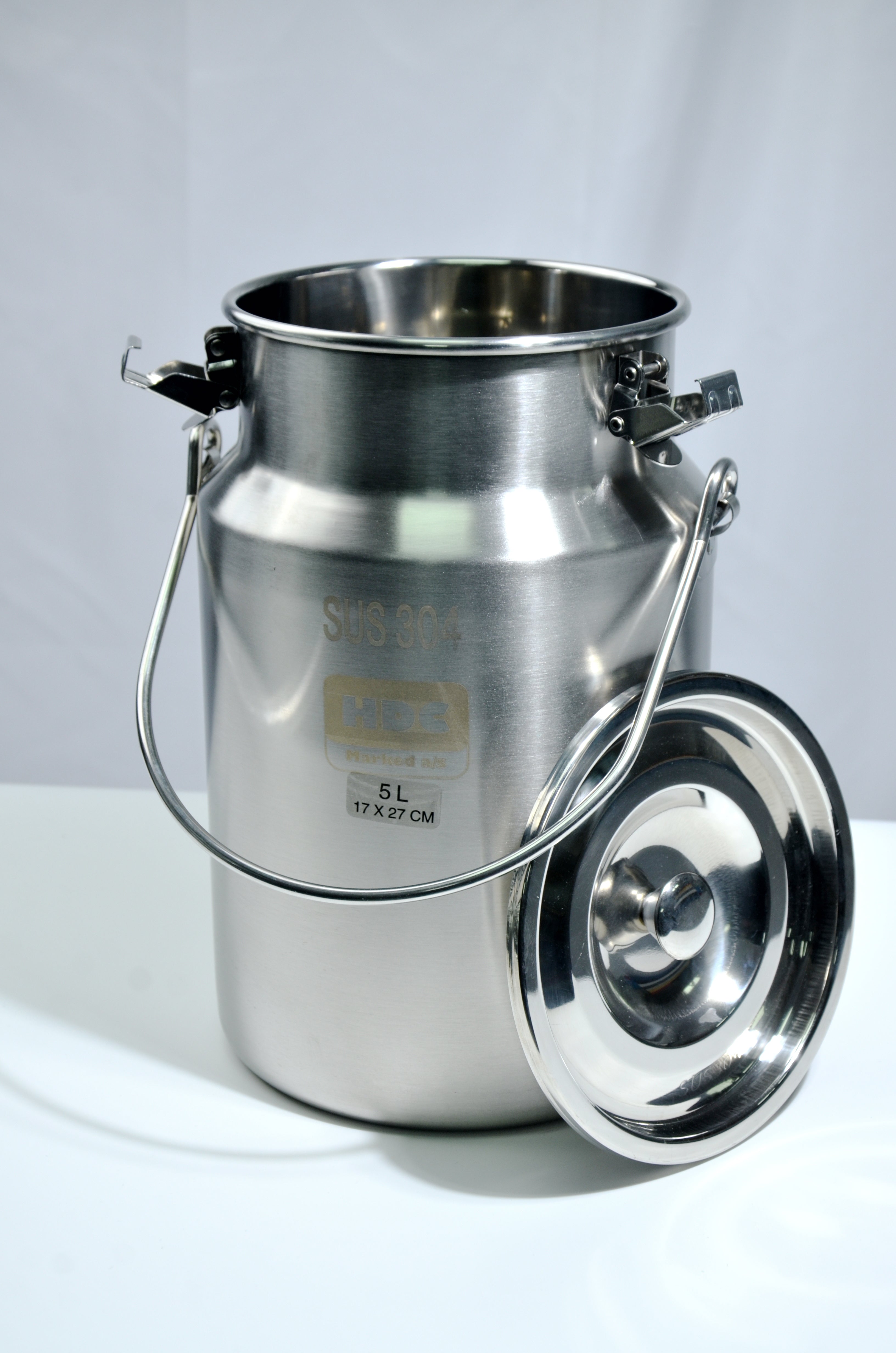 5L Rustfri stålspann med lokk