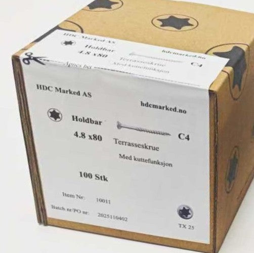 100 stk Terasseskruer - 4.8 x 80 mm / C4